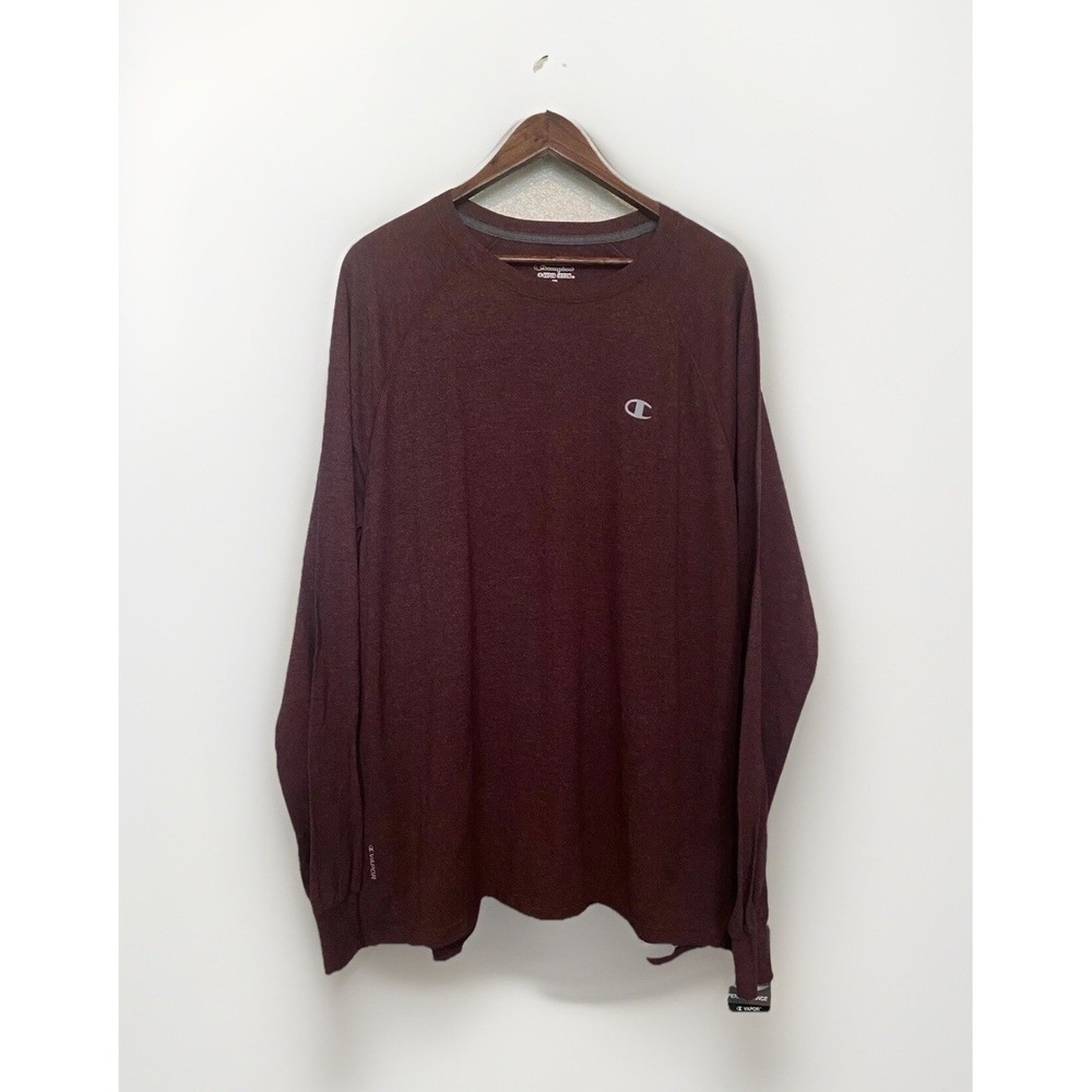 Champion Vapor Performance NWT XL Maroon Red Cotton Long Sleeve Shirt New